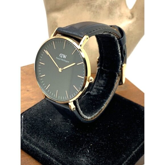 Daniel Wellington Womens Watch DW00100139 Rose Gold Black Dial 36mm Leather Band